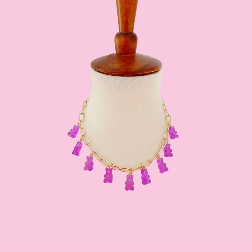 Gummy Bear Necklace - Purple and Gold